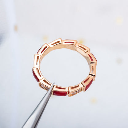 [Grace Jewelry]SERPENTI RING PINK GOLD CARNELIAN DIAMOND 3MM