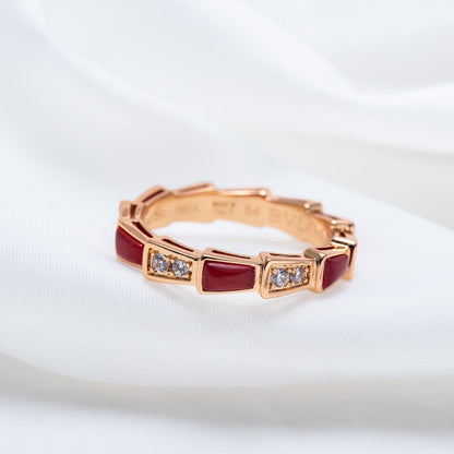 [Grace Jewelry]SERPENTI RING PINK GOLD CARNELIAN DIAMOND 3MM