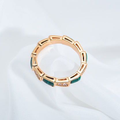 [Grace Jewelry]SERPENTI RING PINK GOLD MALACHITE DIAMOND 3MM