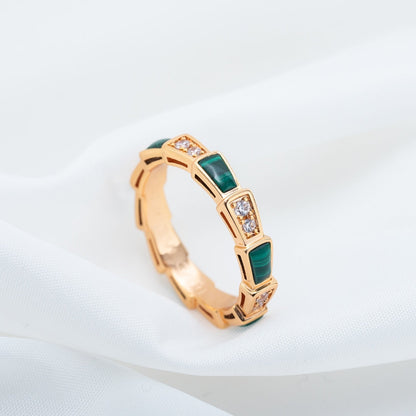 [Grace Jewelry]SERPENTI RING PINK GOLD MALACHITE DIAMOND 3MM