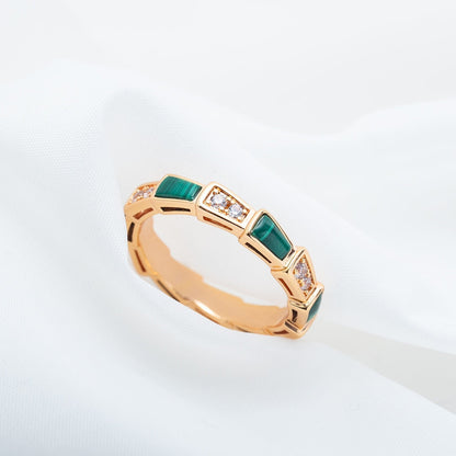 [Grace Jewelry]SERPENTI RING PINK GOLD MALACHITE DIAMOND 3MM