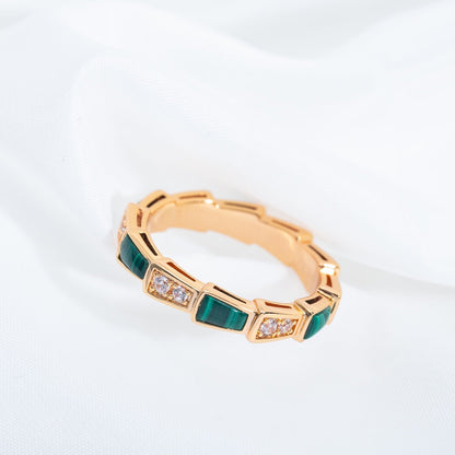 [Grace Jewelry]SERPENTI RING PINK GOLD MALACHITE DIAMOND 3MM