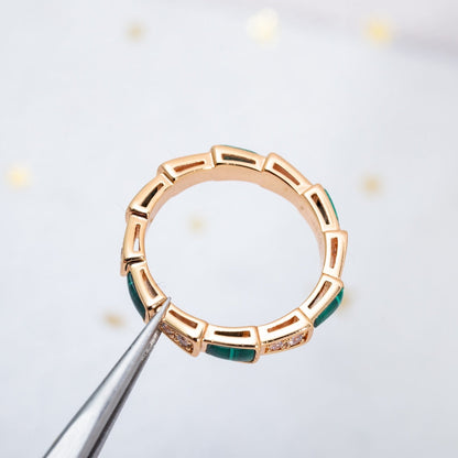 [Grace Jewelry]SERPENTI RING PINK GOLD MALACHITE DIAMOND 3MM