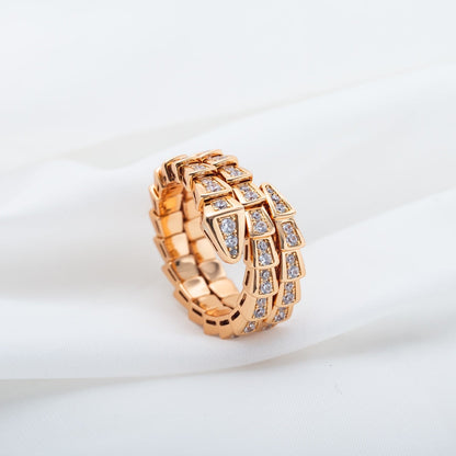 [Grace Jewelry]SERPENTI RING PINK GOLD DIAMOND DOUBLE ROW