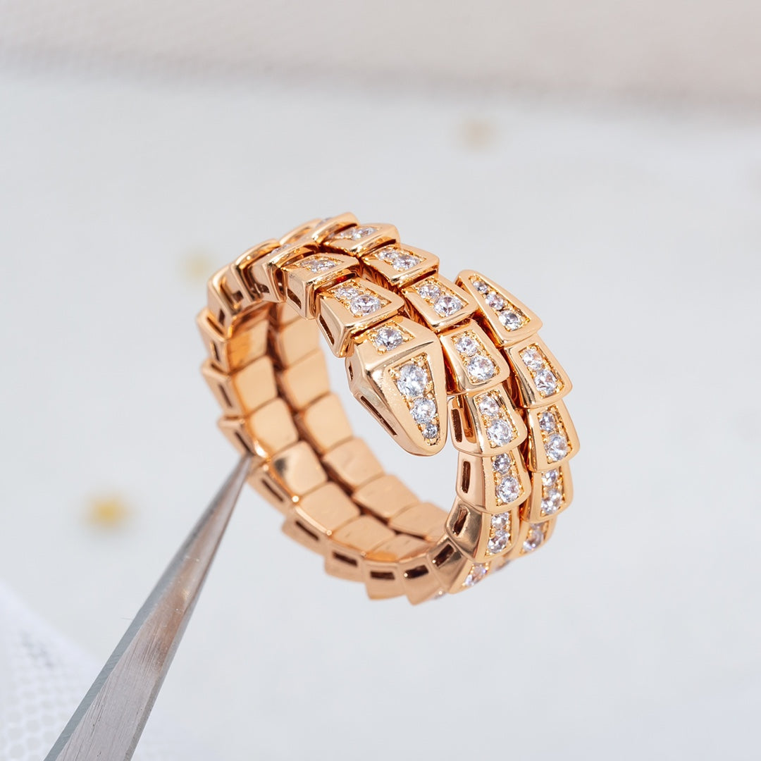 [Grace Jewelry]SERPENTI RING PINK GOLD DIAMOND DOUBLE ROW