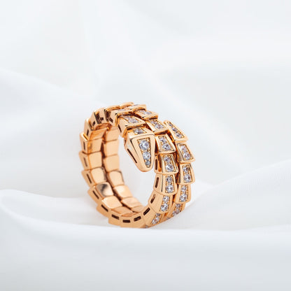 [Grace Jewelry]SERPENTI RING PINK GOLD DIAMOND DOUBLE ROW