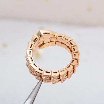 [Grace Jewelry]SERPENTI RING PINK GOLD DIAMOND DOUBLE ROW