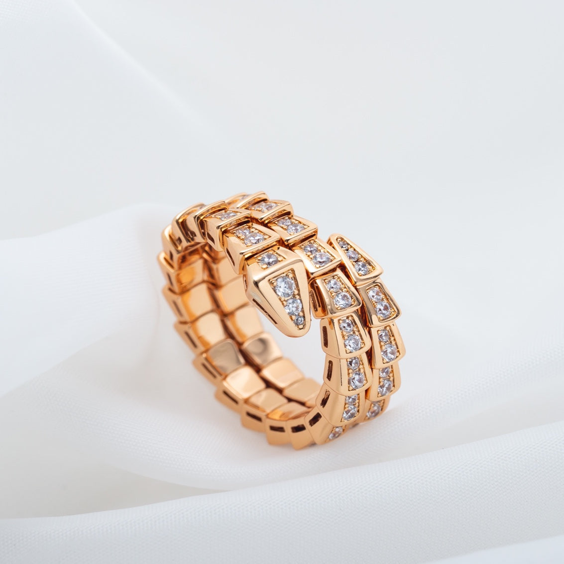 [Grace Jewelry]SERPENTI RING PINK GOLD DIAMOND DOUBLE ROW