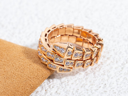 [Grace Jewelry]SERPENTI RING PINK GOLD DIAMOND DOUBLE ROW