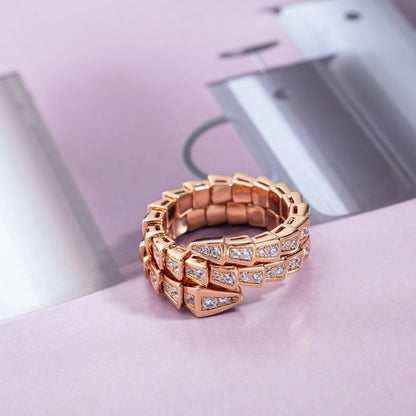 [Grace Jewelry]SERPENTI RING PINK GOLD DIAMOND DOUBLE ROW