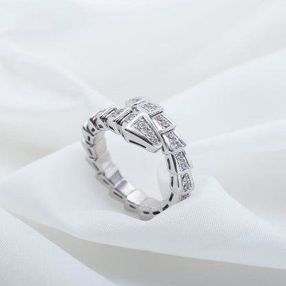 [Grace Jewelry]SERPENTI RING SILVER DIAMOND PAVED 4MM