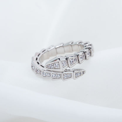 [Grace Jewelry]SERPENTI RING SILVER DIAMOND PAVED 4MM