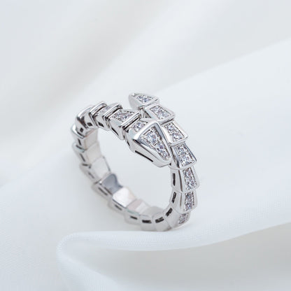 [Grace Jewelry]SERPENTI RING SILVER DIAMOND PAVED 4MM