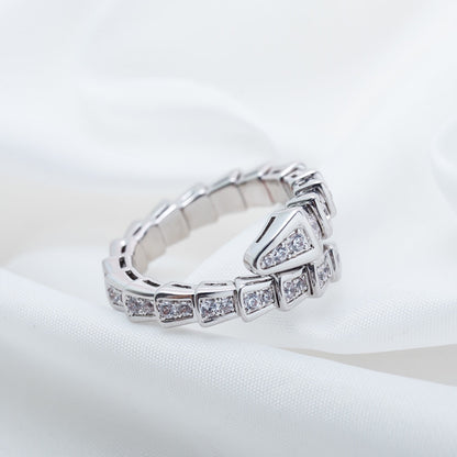 [Grace Jewelry]SERPENTI RING SILVER DIAMOND PAVED 4MM