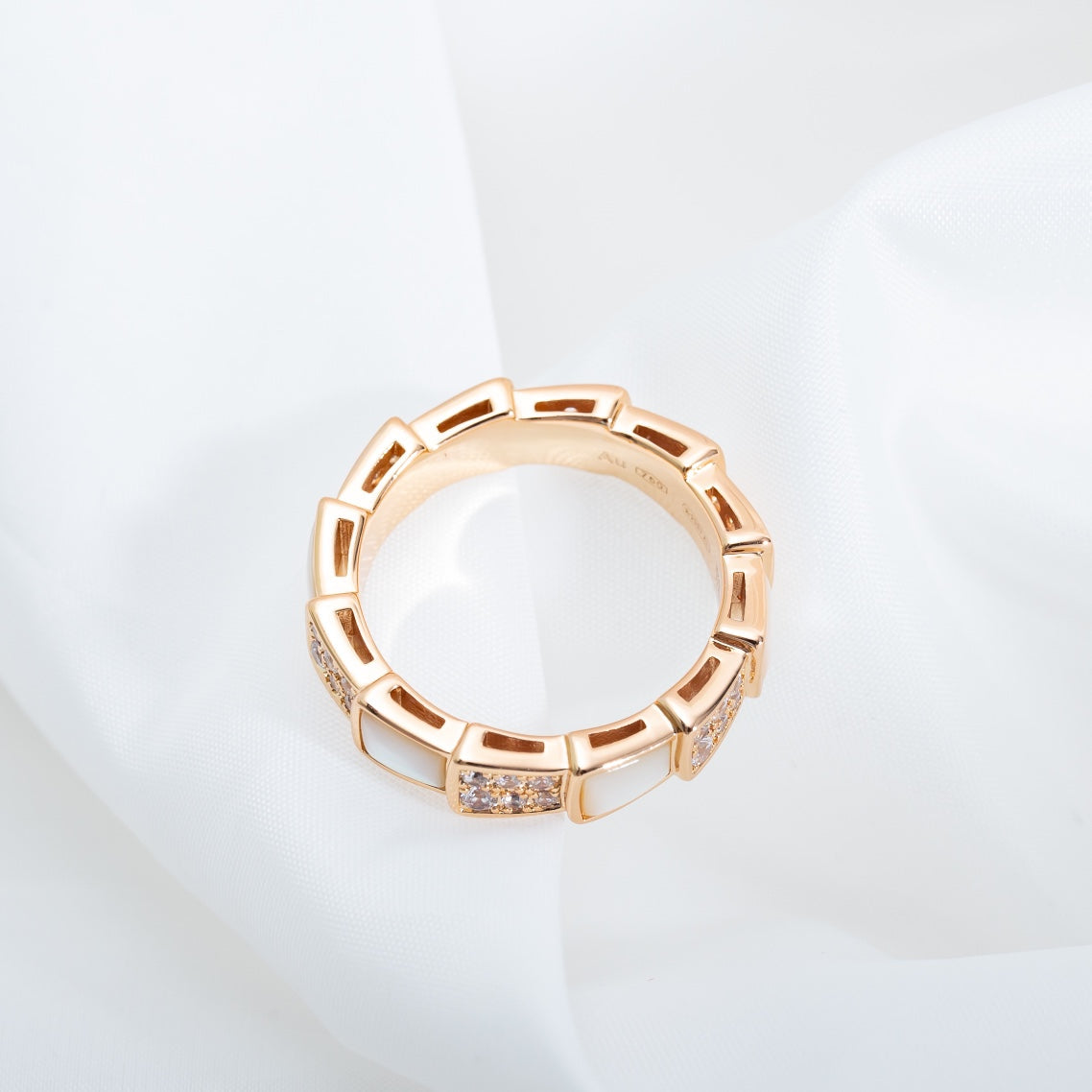 [Grace Jewelry]SERPENTI RING PINK GOLD MOP DIAMOND PAVED 4MM