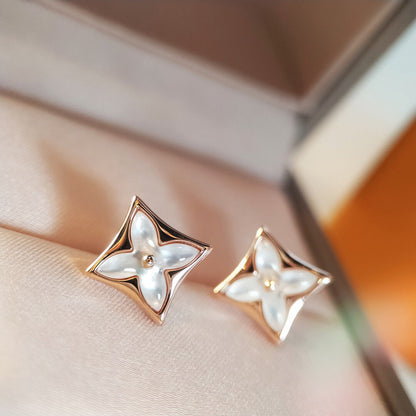 [Grace Jewelry]STAR MOP PINK GOLD EARRINGS