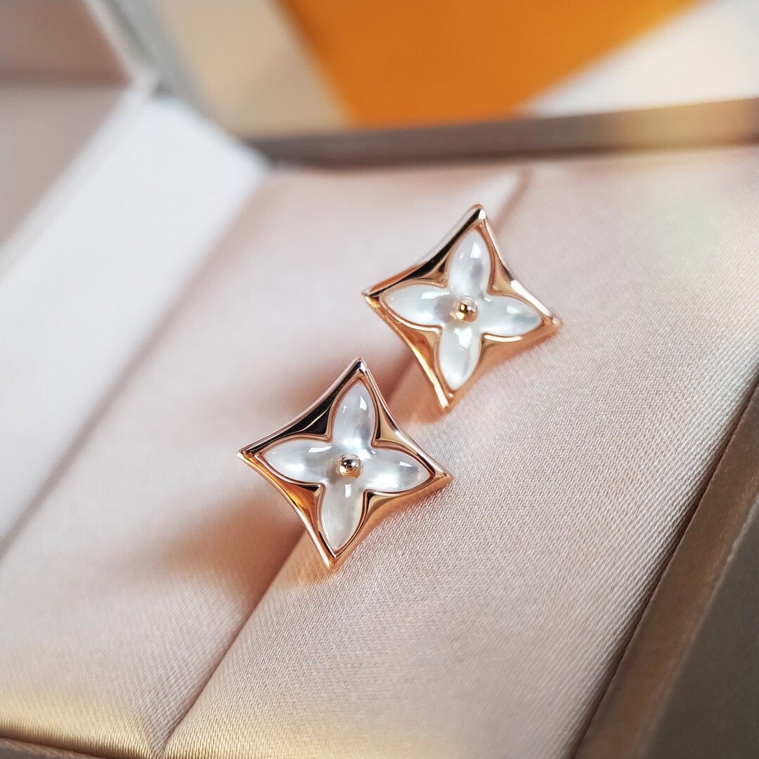 [Grace Jewelry]STAR MOP PINK GOLD EARRINGS