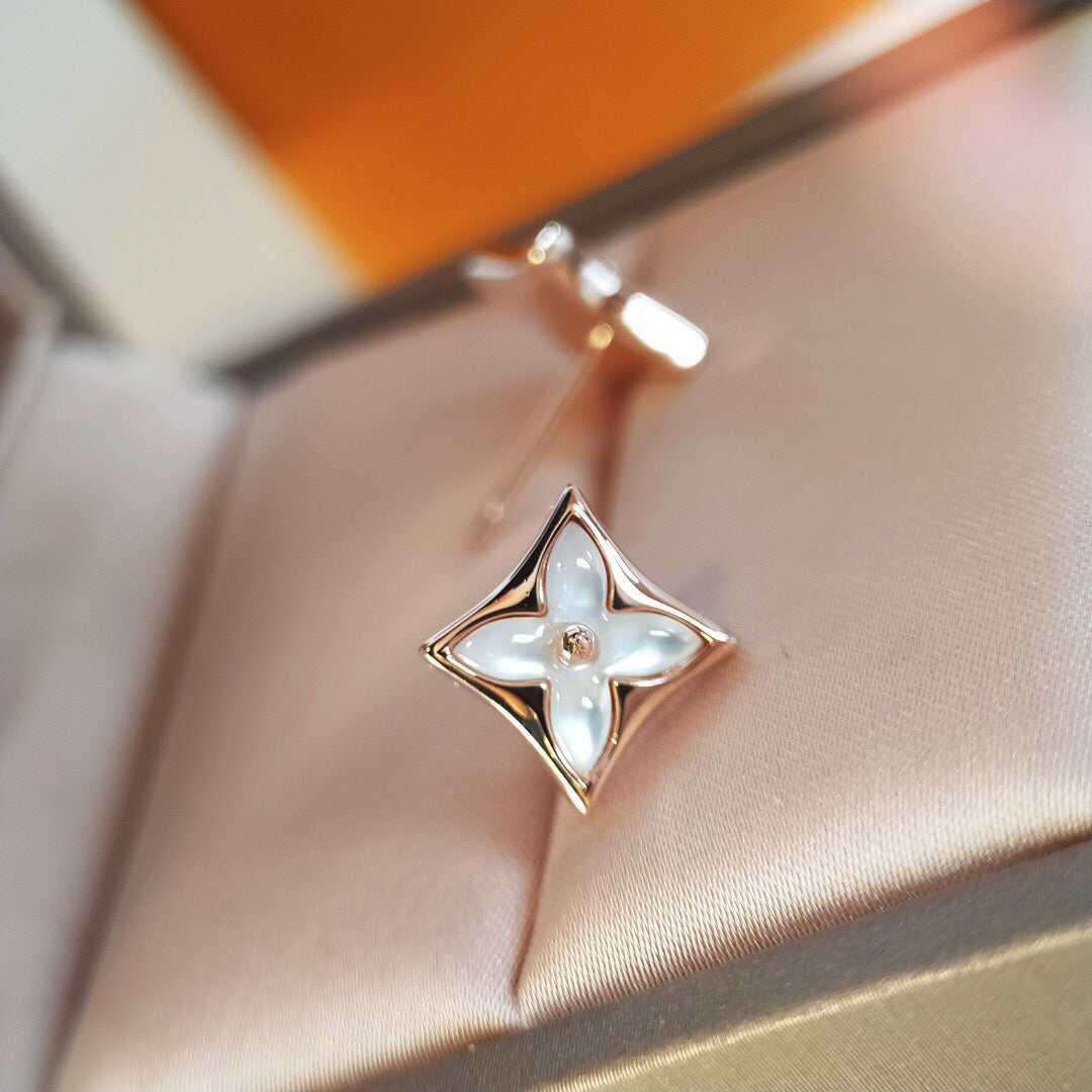 [Grace Jewelry]STAR MOP PINK GOLD EARRINGS