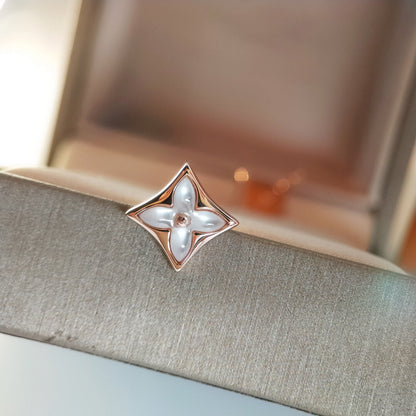 [Grace Jewelry]STAR MOP PINK GOLD EARRINGS