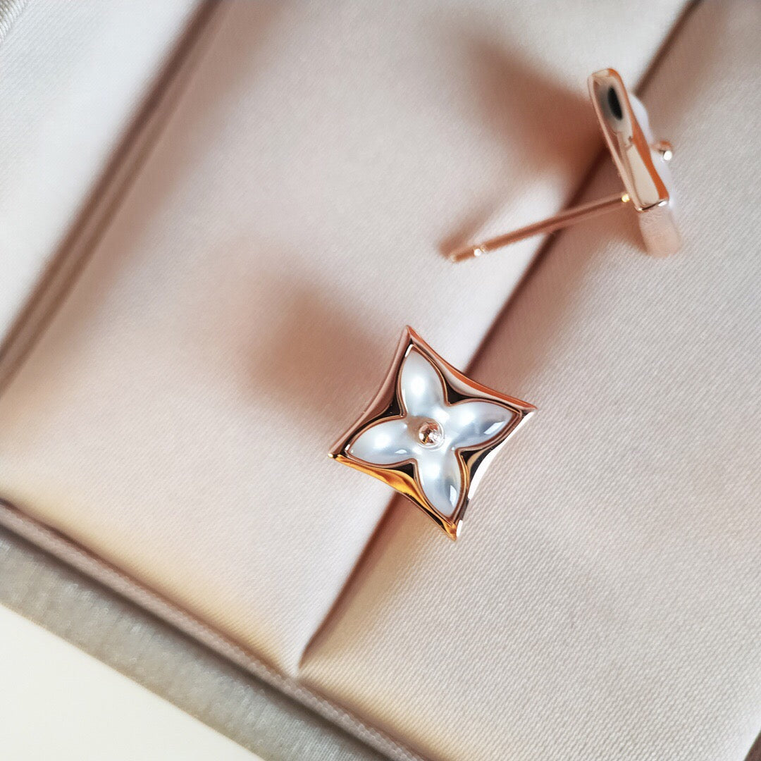 [Grace Jewelry]STAR MOP PINK GOLD EARRINGS