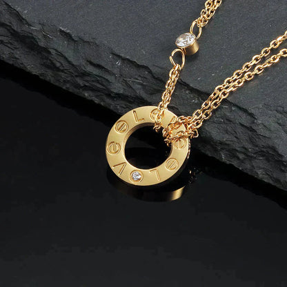 [Grace Jewelry]LOVE NECKLACE 16MM 2 DIAMONDS