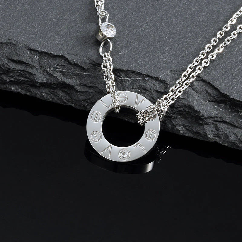 [Grace Jewelry]LOVE NECKLACE 16MM 2 DIAMONDS