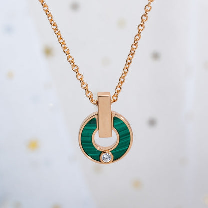 [Grace Jewelry]GARI NECKLACE PINK GOLD MALACHITE