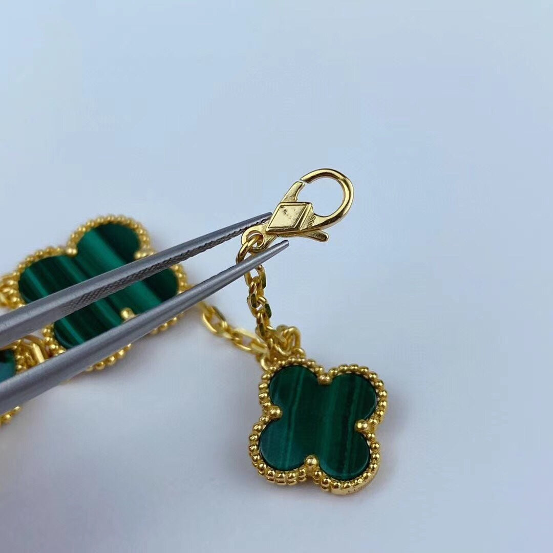 [Grace Jewelry]MAGIC CLOVER MALACHITE GOLD BRACELET 5 MOTIFS