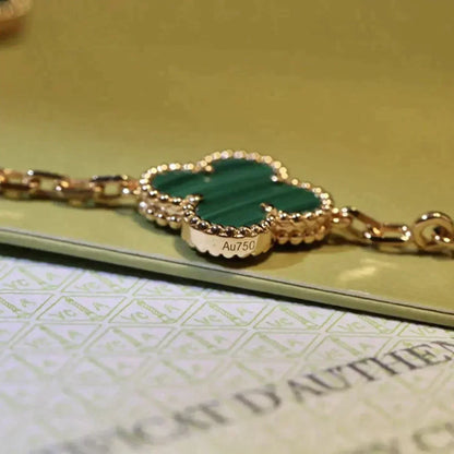 [Grace Jewelry]CLOVER 5 MOTIFS MALACHITE BRACELET