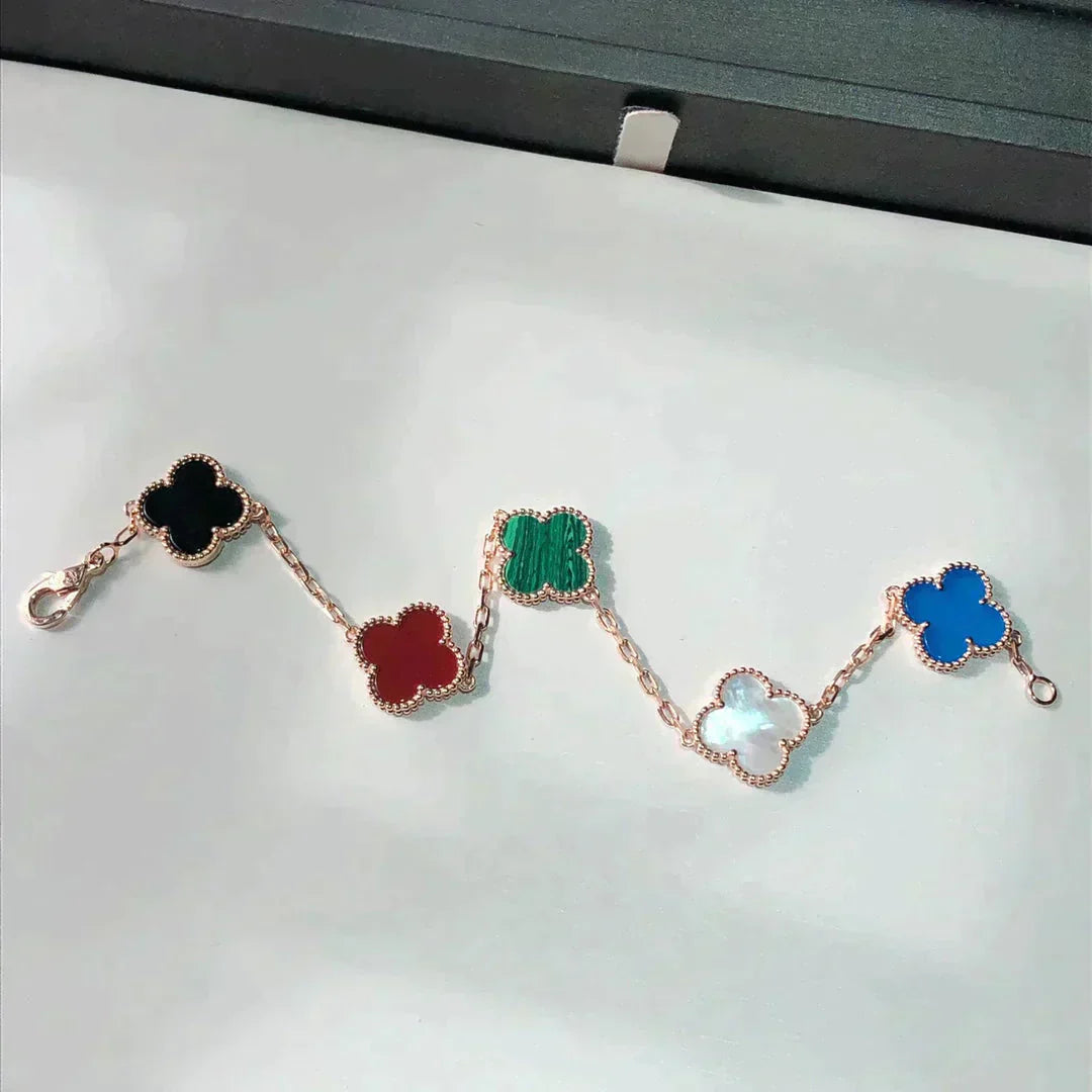 [Grace Jewelry]CLOVER 5 MOTIFS MULTICOLOR  BRACELET