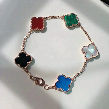 [Grace Jewelry]CLOVER 5 MOTIFS MULTICOLOR  BRACELET