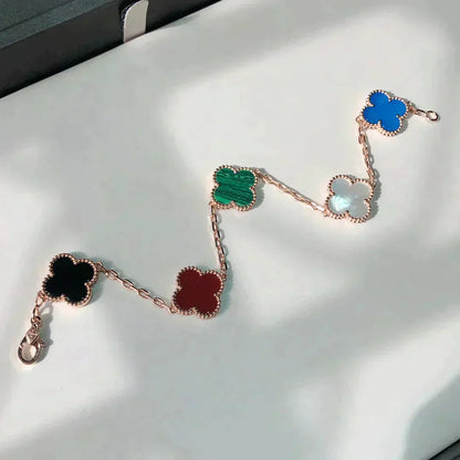 [Grace Jewelry]CLOVER 5 MOTIFS MULTICOLOR  BRACELET