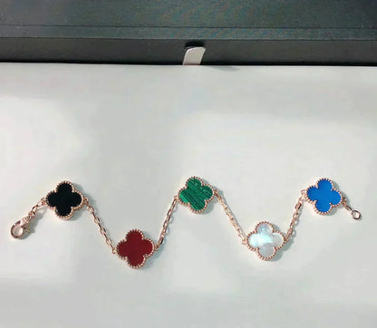 [Grace Jewelry]CLOVER 5 MOTIFS MULTICOLOR  BRACELET