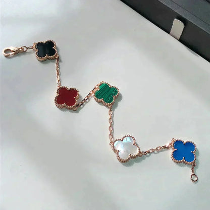 [Grace Jewelry]CLOVER 5 MOTIFS MULTICOLOR  BRACELET