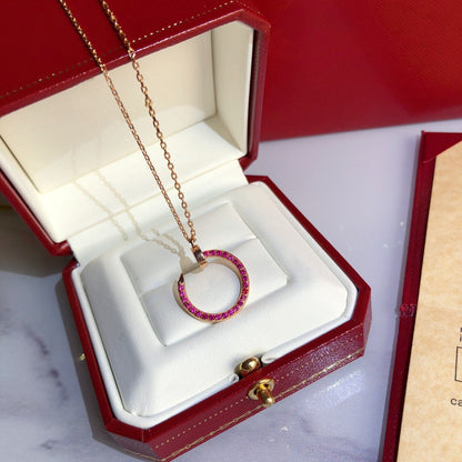 [Grace Jewelry]JUSTE NECKLACE PINK GOLD RED DIAMONDS