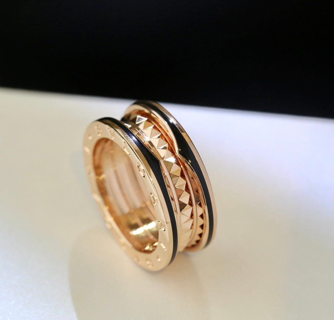 [Grace Jewelry]ZERO 1 GOLD BLACK CERAMIC RING