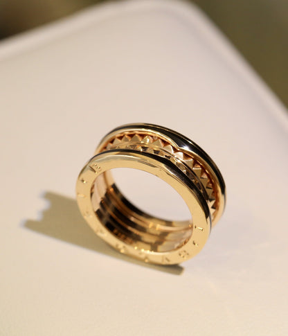 [Grace Jewelry]ZERO 1 GOLD BLACK CERAMIC RING