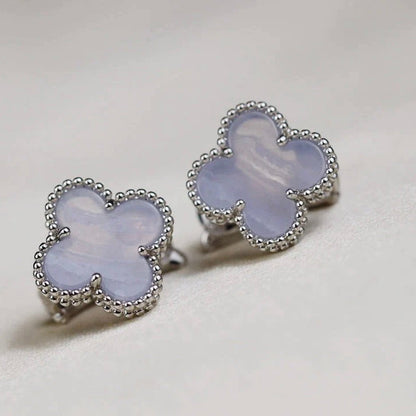 [Grace Jewelry]CLOVER MEDIUM 1 MOTIFS  WHITE MOP EARRINGS SILVER