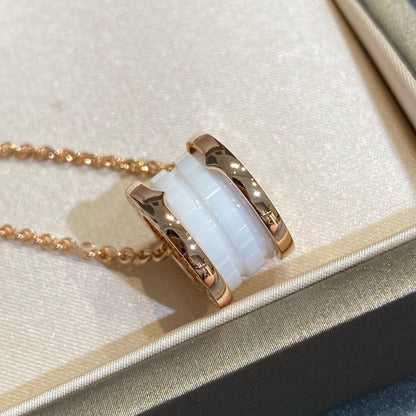 [Grace Jewelry]ZERO 1 WHITE CERAMIC PINK GOLD NECKLACE