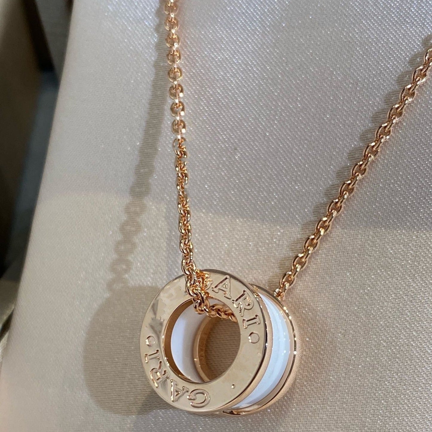 [Grace Jewelry]ZERO 1 WHITE CERAMIC PINK GOLD NECKLACE