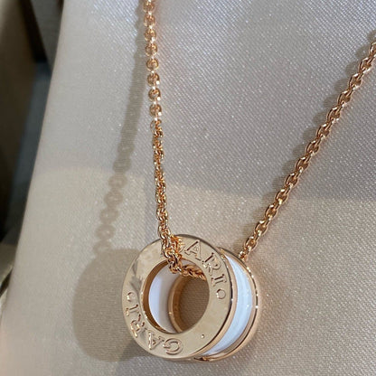 [Grace Jewelry]ZERO 1 WHITE CERAMIC PINK GOLD NECKLACE