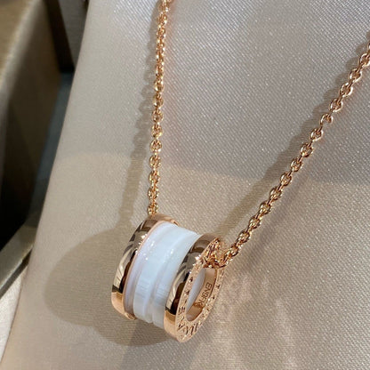 [Grace Jewelry]ZERO 1 WHITE CERAMIC PINK GOLD NECKLACE