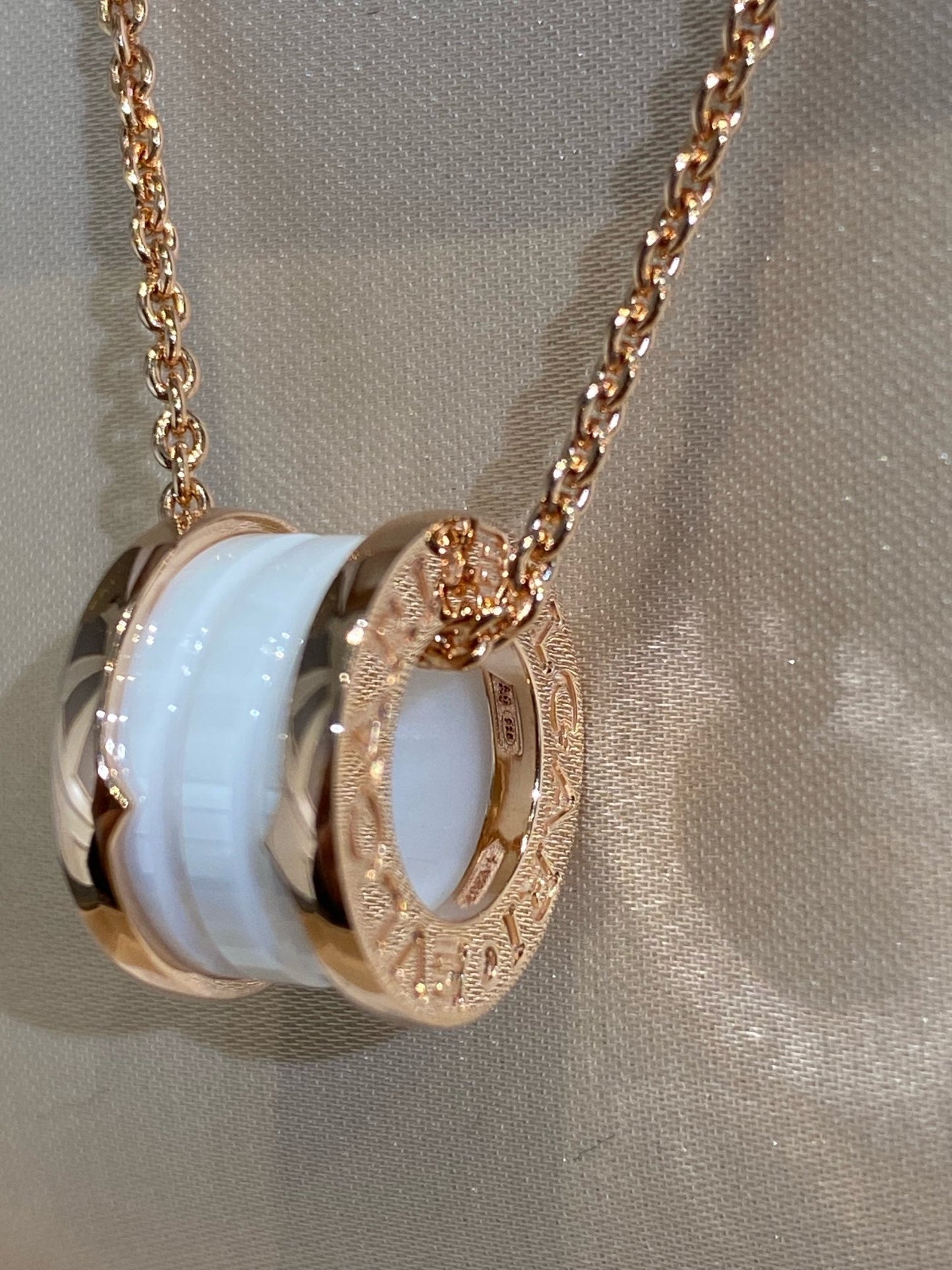 [Grace Jewelry]ZERO 1 WHITE CERAMIC PINK GOLD NECKLACE