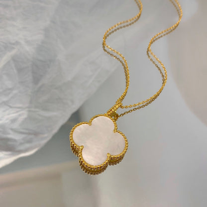 [Grace Jewelry]CLOVER 25MM MOP LARGE PENDANT NECKLACE