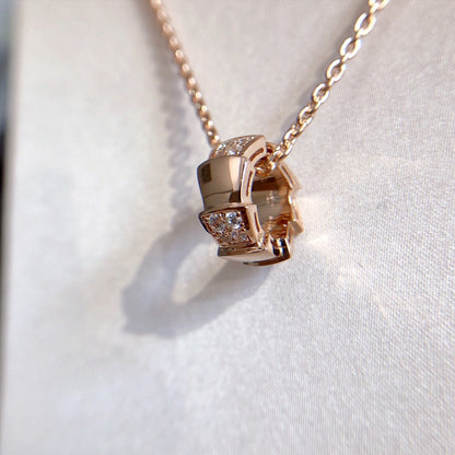 [Grace Jewelry]SERPENTI PEDANT DIAMOND PINK GOLD NECKLACE