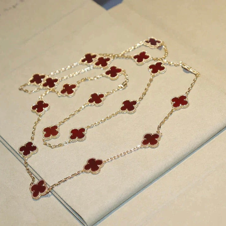 [Grace Jewelry]CLOVER 20 MOTIFS CARNELIAN NECKLACE