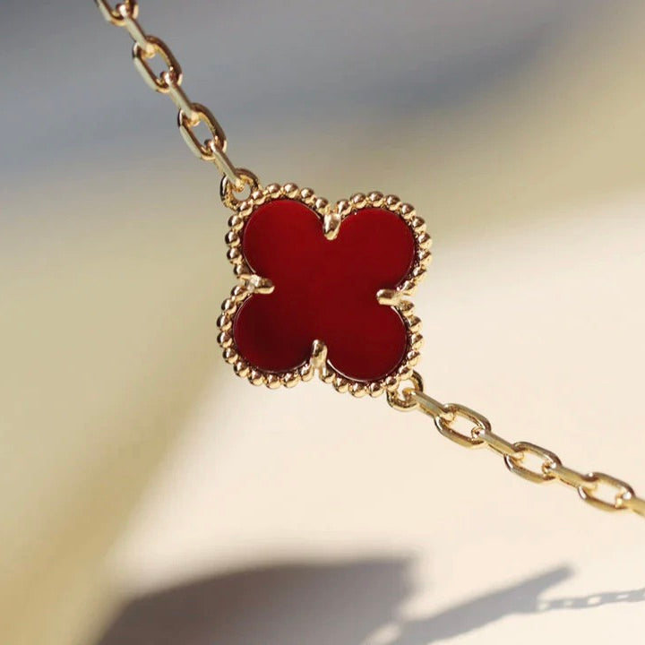 [Grace Jewelry]CLOVER 20 MOTIFS CARNELIAN NECKLACE