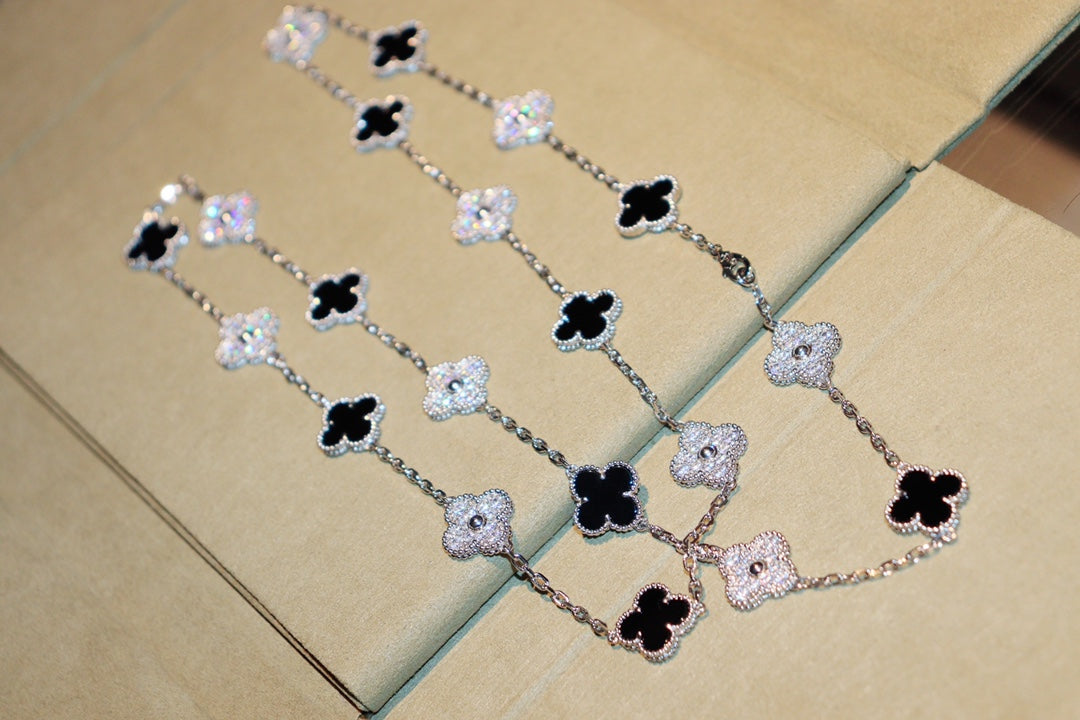 [Grace Jewelry]CLOVER 20 MOTIFS ONYX DIAMOND SILVER