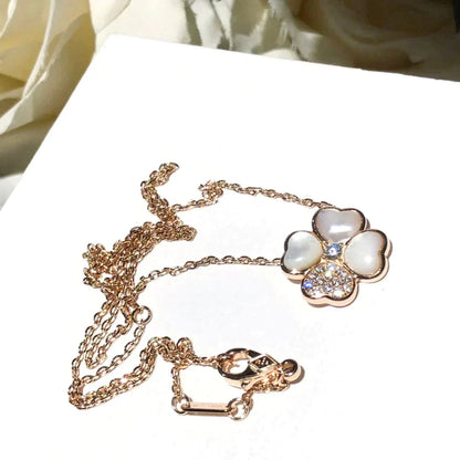 [Grace Jewelry]CLOVER MOP DIAMOND ROSE GOLD NECKLACE