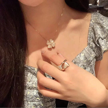 [Grace Jewelry]CLOVER MOP DIAMOND ROSE GOLD NECKLACE